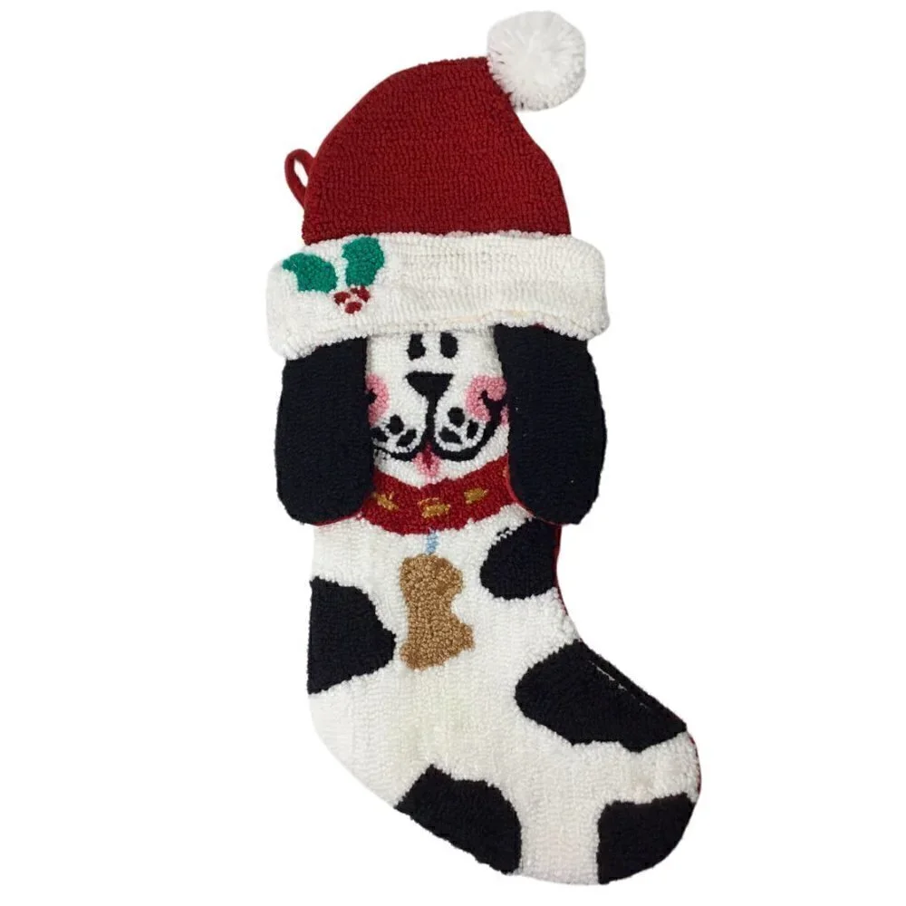 Rug Hook Hooked Dalmatian Dog Puppy Christmas Stocking 3D Latch Hook Plush